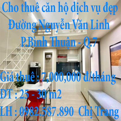 Cho thuê căn hộ dịch vụ đẹp 320 Đường Nguyễn Văn Linh, Phường Bình Thuận, Quận 7, Hồ Chí Minh