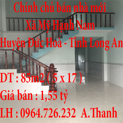 Chính chủ cần bán nhà mới 5x17 ở  Xã Mỹ Hạnh Nam, Huyện Đức Hoà, Tỉnh Long An