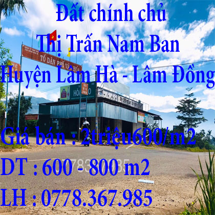 Đất chính chủ Thị Trấn Nam Ban, Huyện Lâm Hà, Lâm Đồng
